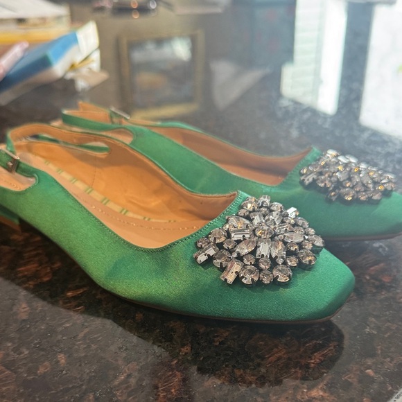 Zara NWT Green sling back Crystal Embellishments one missing stone size 35 - Picture 11 of 12